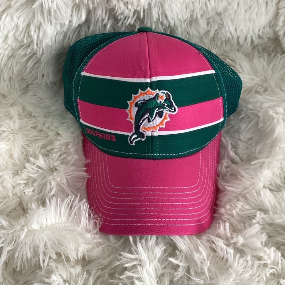 Miami dolphins pink and green nfl logo hat